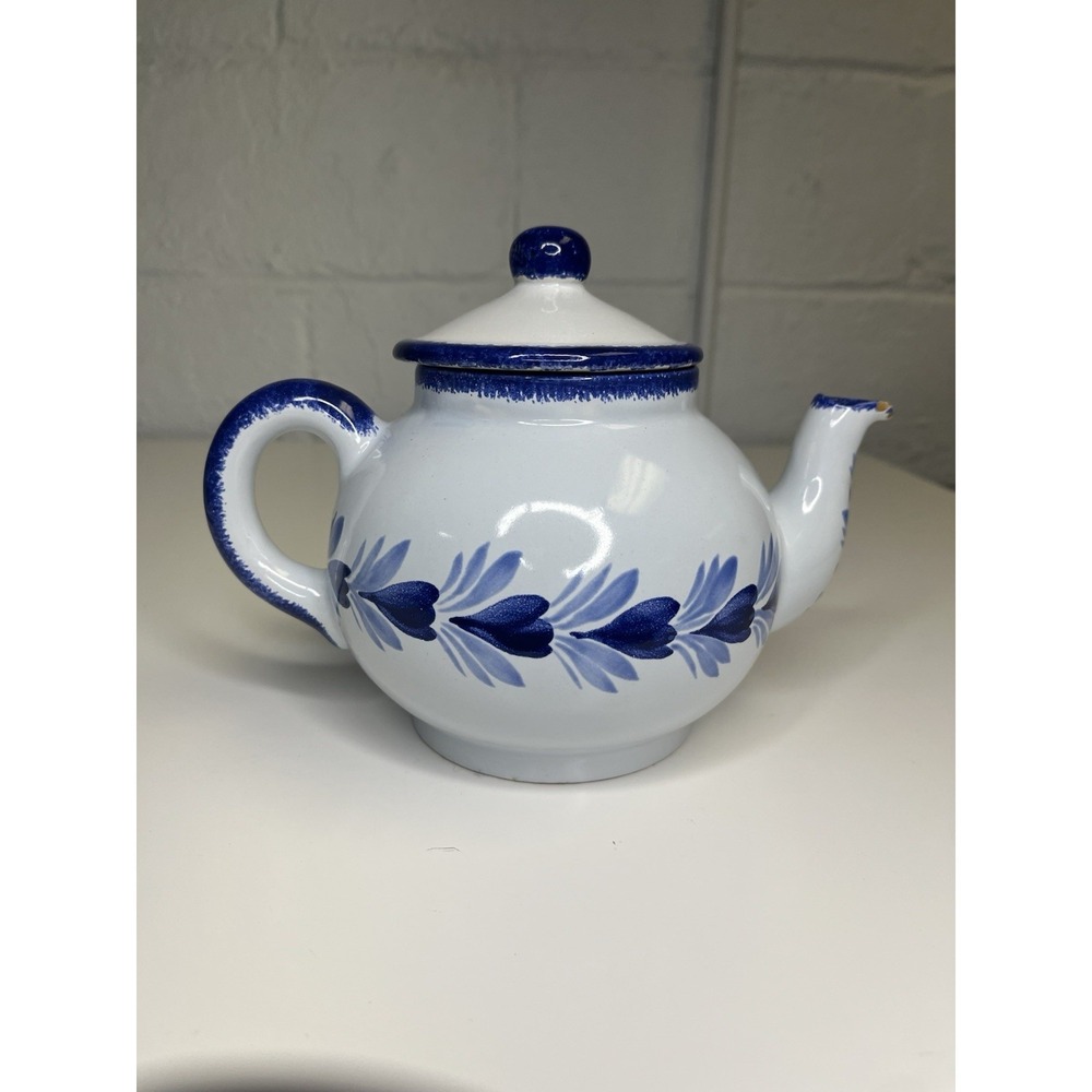 HB Quimper Pottery France Le Coq Teapot Blue Rooster Tea Pot - Picture 3 of 13
